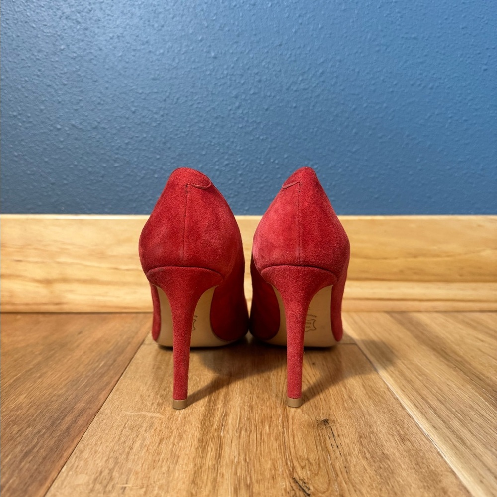 Alexandra Voltan Red Suede 3.5” High Heels Made in Italy Size 38.5 - Picture 4 of 8